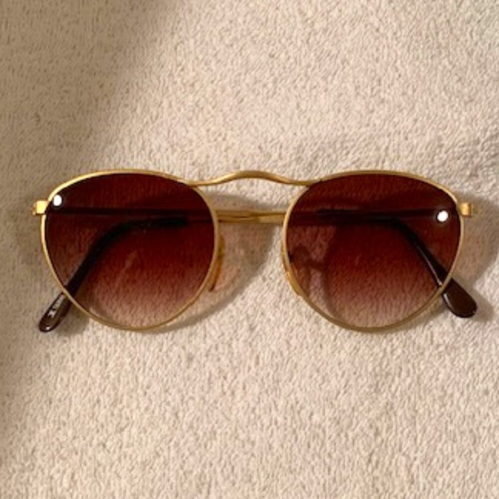 Vintage 80s Gold Frame Sunglasses With Brownish Lenses